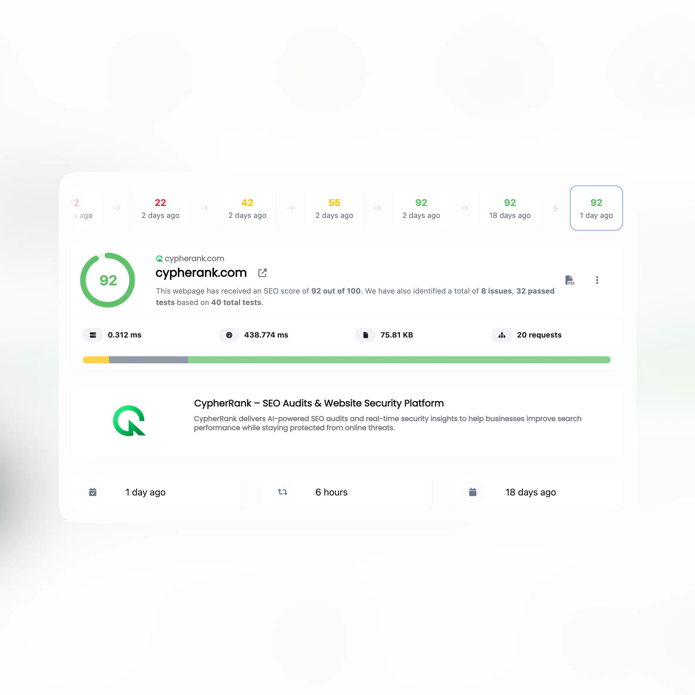 Screenshot of the app audit history tracking feature