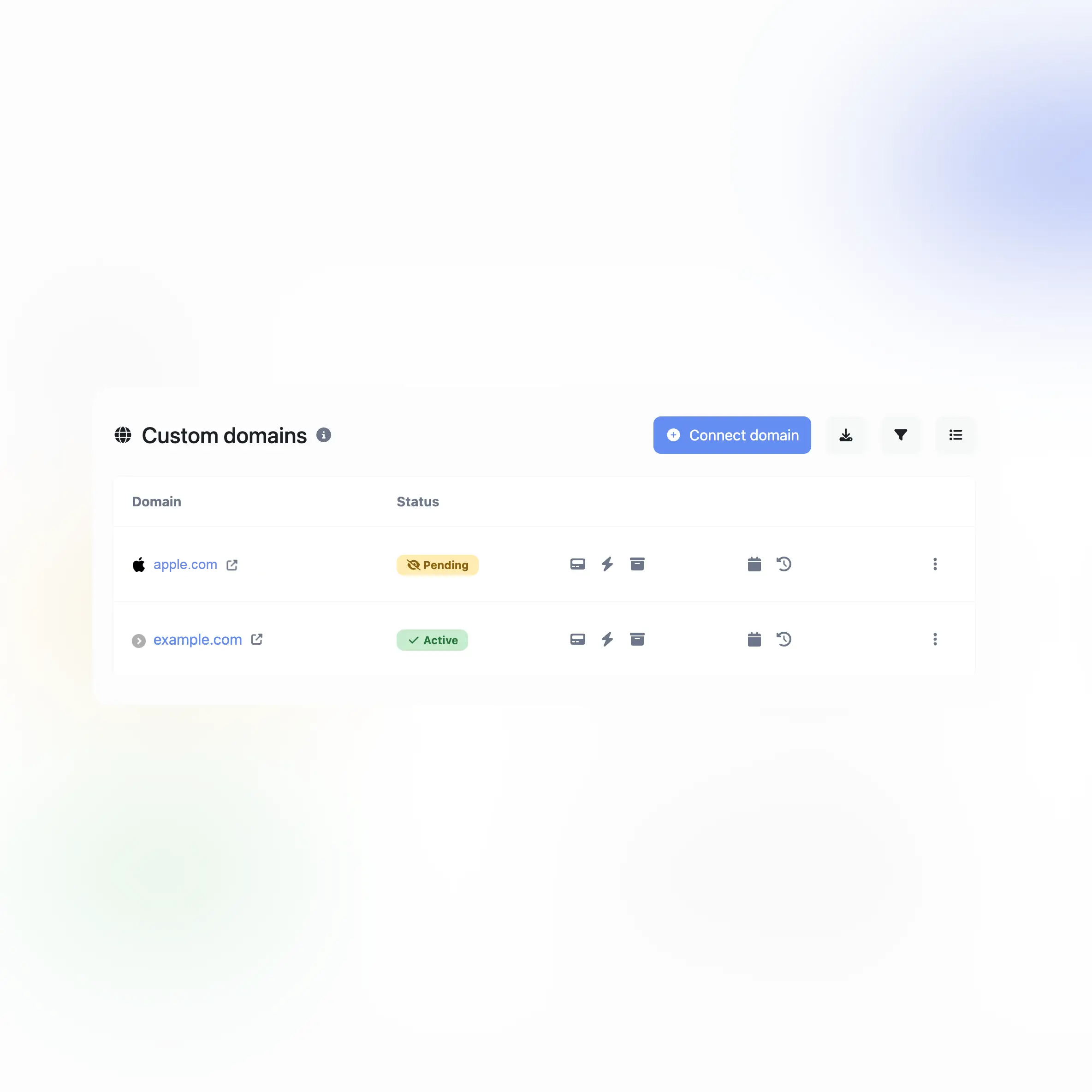 Screenshot of the app custom domains feature for audits